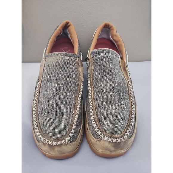 Twisted X Eco Women's Moccasins 10.5 Slip On Leather Canvas Loafers - Picture 1 of 10